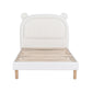 Shiemi Kids Bed Frame Bear Ears Headboard Upholstered Leather Platform Bed - White King Single