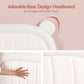 Shiemi Kids Bed Frame Bear Ears Headboard Upholstered Leather Platform Bed - White King Single