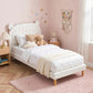 Shiemi Kids Bed Frame Bear Ears Headboard Upholstered Leather Platform Bed - White King Single