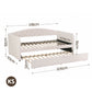 Virelle Daybed Velvet Trundle Bed Frame Tufted Guest Bed - White King Single