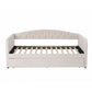 Virelle Daybed Velvet Trundle Bed Frame Tufted Guest Bed - White King Single