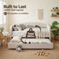 Virelle Daybed Velvet Trundle Bed Frame Tufted Guest Bed - White King Single