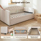 Virelle Daybed Velvet Trundle Bed Frame Tufted Guest Bed - White King Single