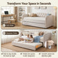 Virelle Daybed Velvet Trundle Bed Frame Tufted Guest Bed - White Single