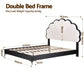Linden Bed Frame with Adjustable Shell Headboard and PVC Upholstery - Black Double