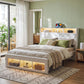 Parma Bed Frame with Storage Charging Station & LED  - White Queen