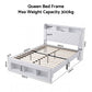 Parma Bed Frame with Storage Charging Station & LED  - White Queen