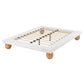 Cassian Bed Frame with Boucle Upholstery and Solid Rubber Wood Legs - White Queen