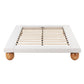 Cassian Bed Frame with Boucle Upholstery and Solid Rubber Wood Legs - White Queen