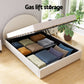Orlena Bed Frame Gas Lift Strorage Beds Base Platform Boucle Fabric - Beige Double