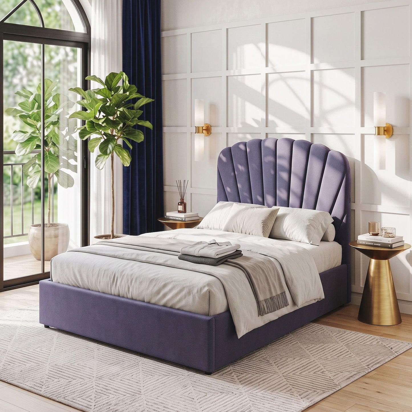 Faenza Bed Frame with Lift Up Storage and USB Ports - Grey Double