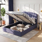 Faenza Bed Frame with Lift Up Storage and USB Ports - Grey Queen