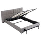 Lunexa Upholstered Gas Lift Bed Frame with Foldable Bench PVC Leather Platform Bed with Storage - Grey Double