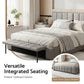 Lunexa Upholstered Gas Lift Bed Frame with Foldable Bench PVC Leather Platform Bed with Storage - Grey Double