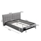 Lunexa Upholstered Gas Lift Bed Frame with Foldable Bench PVC Leather Platform Bed with Storage - Grey Queen