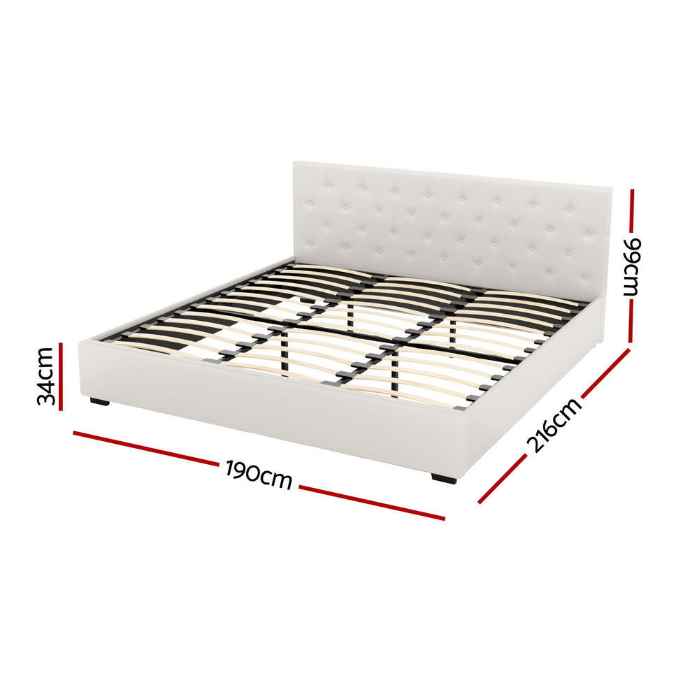Samara Gas Lift Bed Frame - Beige King