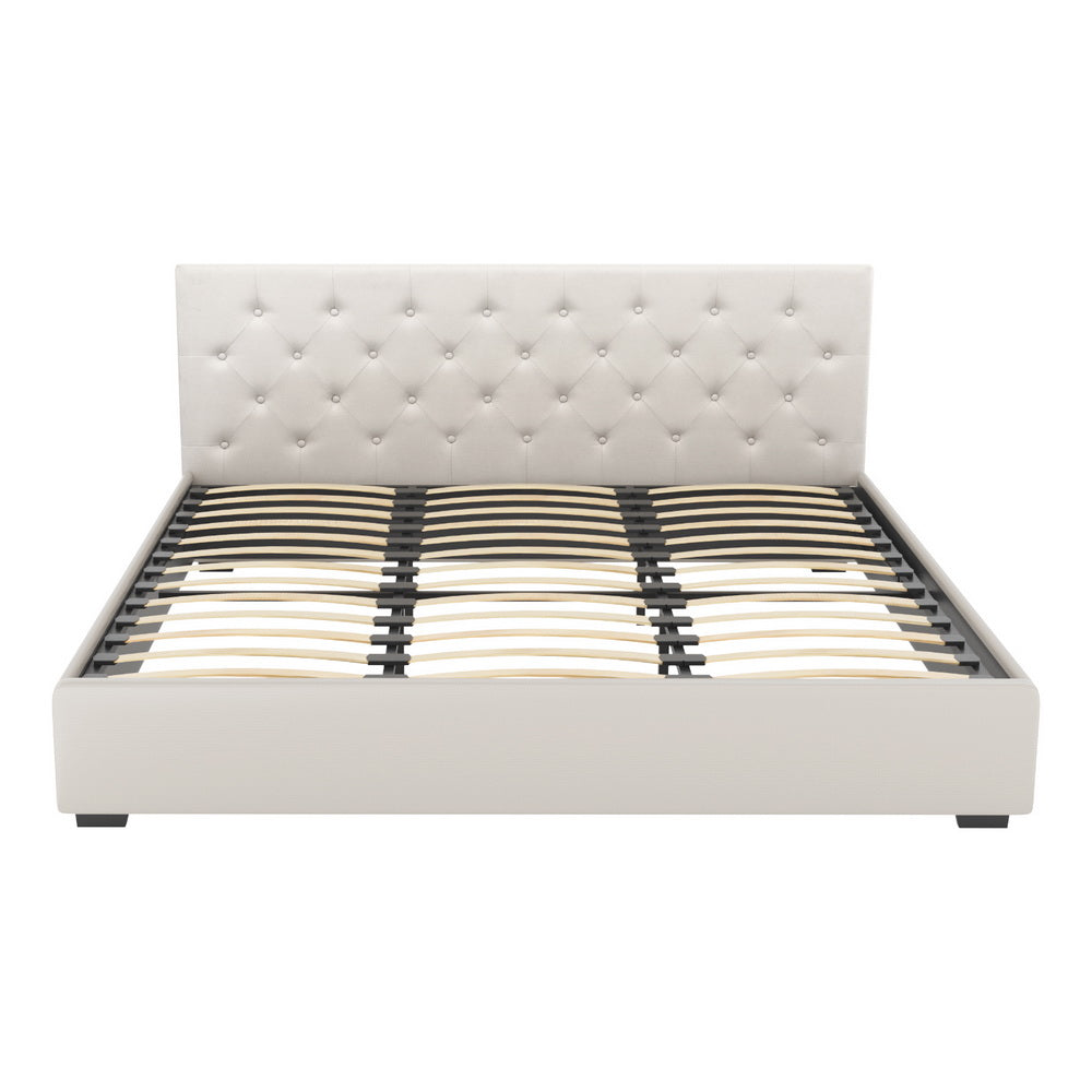 Samara Gas Lift Bed Frame - Beige King