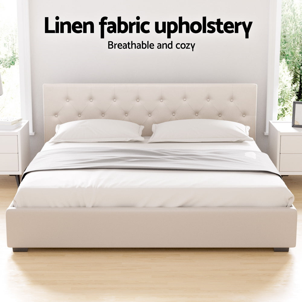 Samara Gas Lift Bed Frame - Beige King