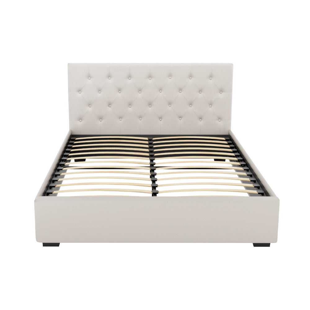 Samara Gas Lift Bed Frame - Beige Queen