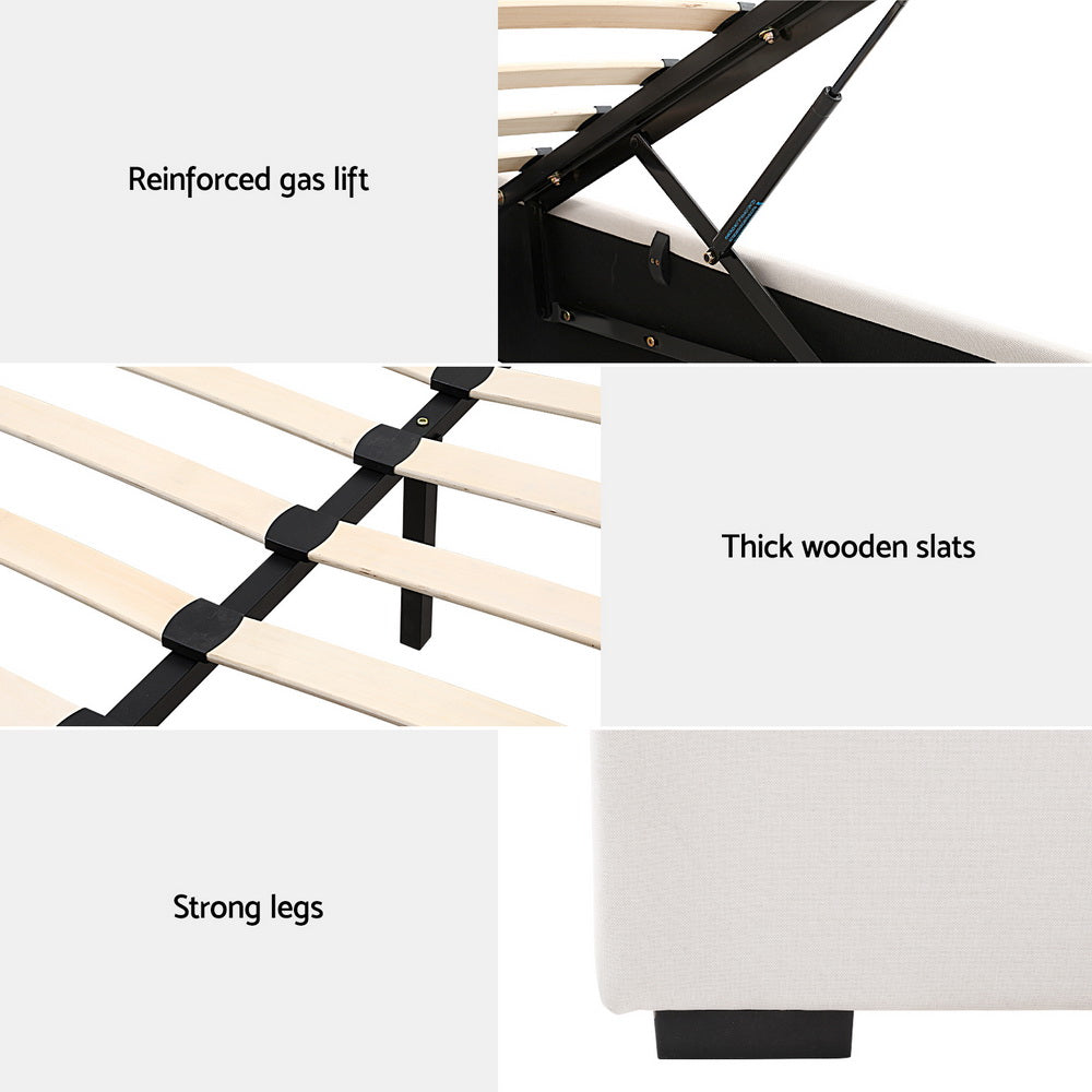 Samara Gas Lift Bed Frame - Beige Queen