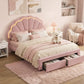 Casava Bed Frame with 2 Storage Drawers Upholstered Velvet Platform Bed LED Headboard - Pink Double