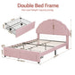 Casava Bed Frame with 2 Storage Drawers Upholstered Velvet Platform Bed LED Headboard - Pink Double
