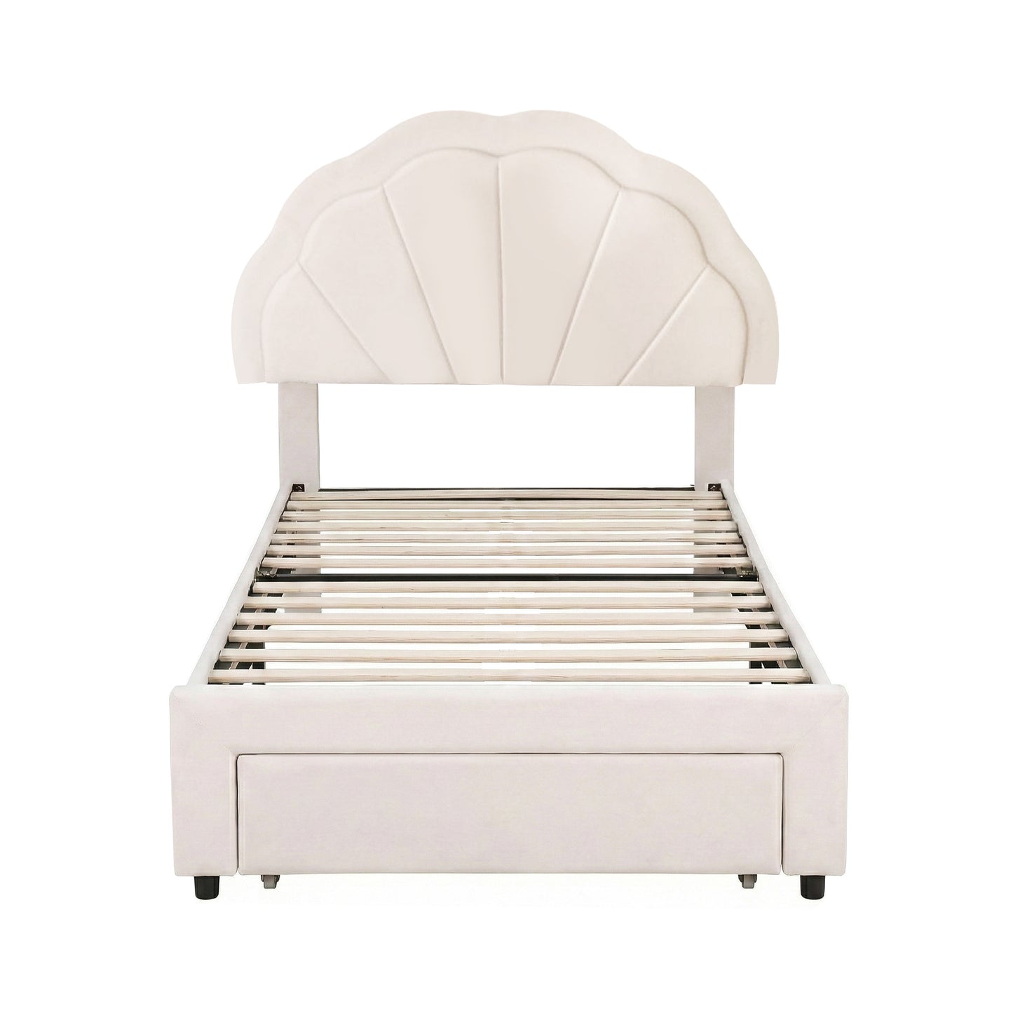 Casava Bed Frame Storage Charging Station Upholstered 3 Drawers LED - White King Single