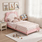 Sierra Kids Bed Frame Cute Animal Upholstered - Pink King Single