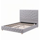 Calais Bed Frame with Tufted Headboard and Plywood Slats - Grey Double