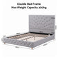 Calais Bed Frame with Tufted Headboard and Plywood Slats - Grey Double