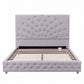 Calais Bed Frame with Tufted Headboard and Plywood Slats - Grey Double
