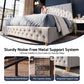 Calais Bed Frame with Tufted Headboard and Plywood Slats - Grey Double