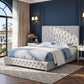 Calais Bed Frame with Tufted Headboard and Plywood Slats - Grey Queen