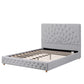 Calais Bed Frame with Tufted Headboard and Plywood Slats - Grey Queen