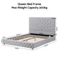 Calais Bed Frame with Tufted Headboard and Plywood Slats - Grey Queen