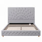 Calais Bed Frame with Tufted Headboard and Plywood Slats - Grey Queen