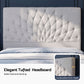 Calais Bed Frame with Tufted Headboard and Plywood Slats - Grey Queen
