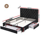 Naya Bed Frame Storage Charging Station Upholstered 3 Drawers USB Type-C - Black Double
