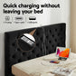 Naya Bed Frame Storage Charging Station Upholstered 3 Drawers USB Type-C - Black Double