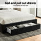 Naya Bed Frame Storage Charging Station Upholstered 3 Drawers USB Type-C - Black Double