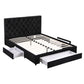 Naya Bed Frame Storage Charging Station Upholstered 3 Drawers USB Type-C - Black Double