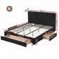 Bravix Bed Frame Storage Charging Station Upholstered 3 Drawers - Black King