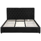 Bravix Bed Frame Storage Charging Station Upholstered 3 Drawers - Black King