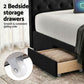 Bravix Bed Frame Storage Charging Station Upholstered 3 Drawers - Black King