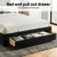 Bravix Bed Frame Storage Charging Station Upholstered 3 Drawers - Black King