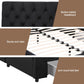 Bravix Bed Frame Storage Charging Station Upholstered 3 Drawers - Black King