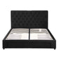 Bravix Bed Frame Storage Charging Station Upholstered 3 Drawers - Black Queen
