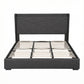 Orvani Bed Frame Gas Lift Storage Bed with Charging Ports Upholstered Geometric Headboard - Charcoal Grey King