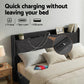 Orvani Bed Frame Gas Lift Storage Bed with Charging Ports Upholstered Geometric Headboard - Charcoal Grey King