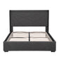 Sicily Bed Frame Gas Lift Storage Bed with Charging Ports Upholstered Geometric Headboard - Charcoal Grey Queen